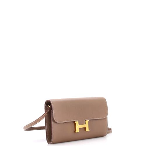 Pre-owned Hermes Hermes Constance To Go Wallet Evercolor In Brown