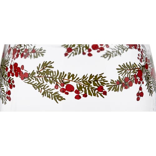 Tag Farmhouse Christmas Holly Berries Stemless Wine Glass In Multi