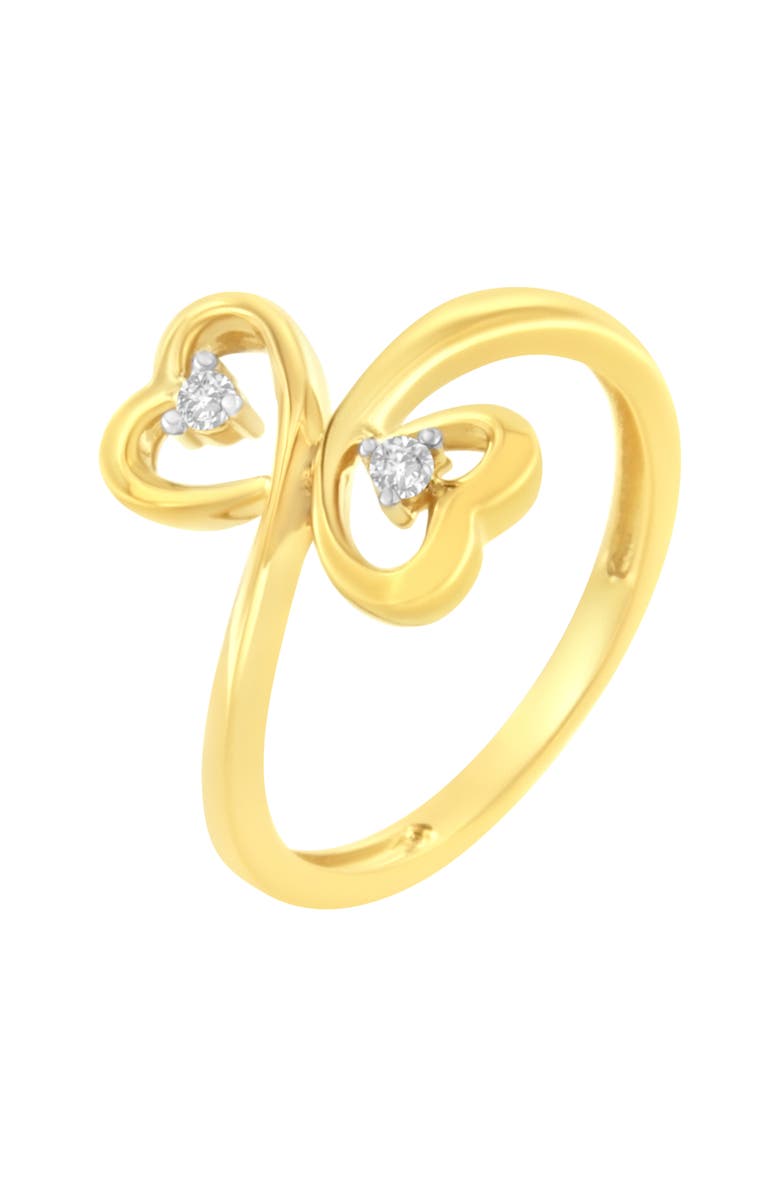 Haus of Brilliance 14KT Yellow Gold 1/20 ctw. Dual Heart Diamond Ring, Alternate, color, Yellow