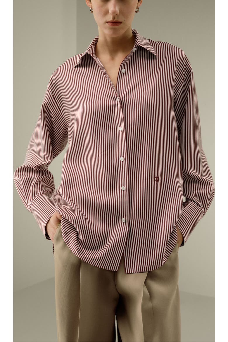 Women's Ancora Red Oversized Striped Shirt, Alternate, color, Red-White Pinstripes