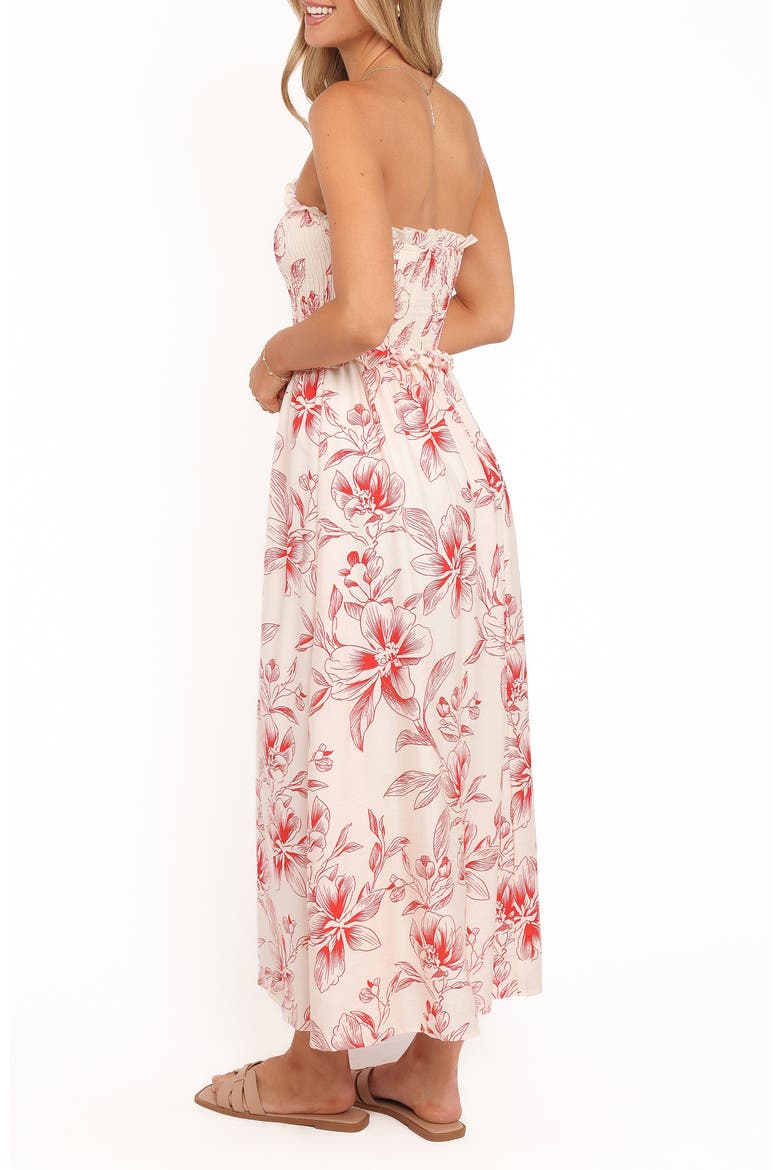 Aviana Floral Print Strapless Midi Dress, Alternate, color, RED FLORAL