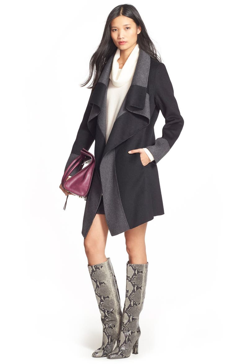 Leather Wrap Front Skirt, Alternate, color, TRUE BLACK