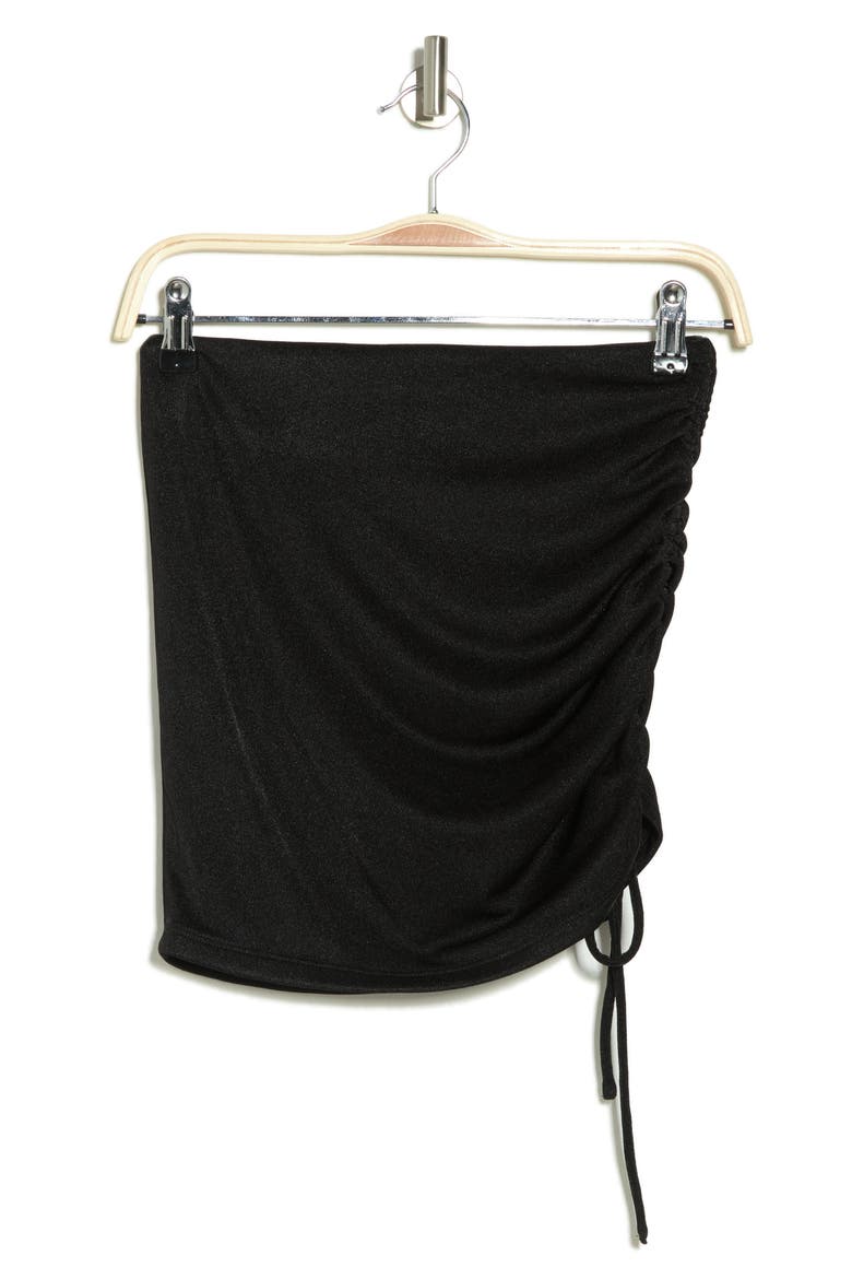 Cinching Side Tie Miniskirt, Alternate, color, BLACK