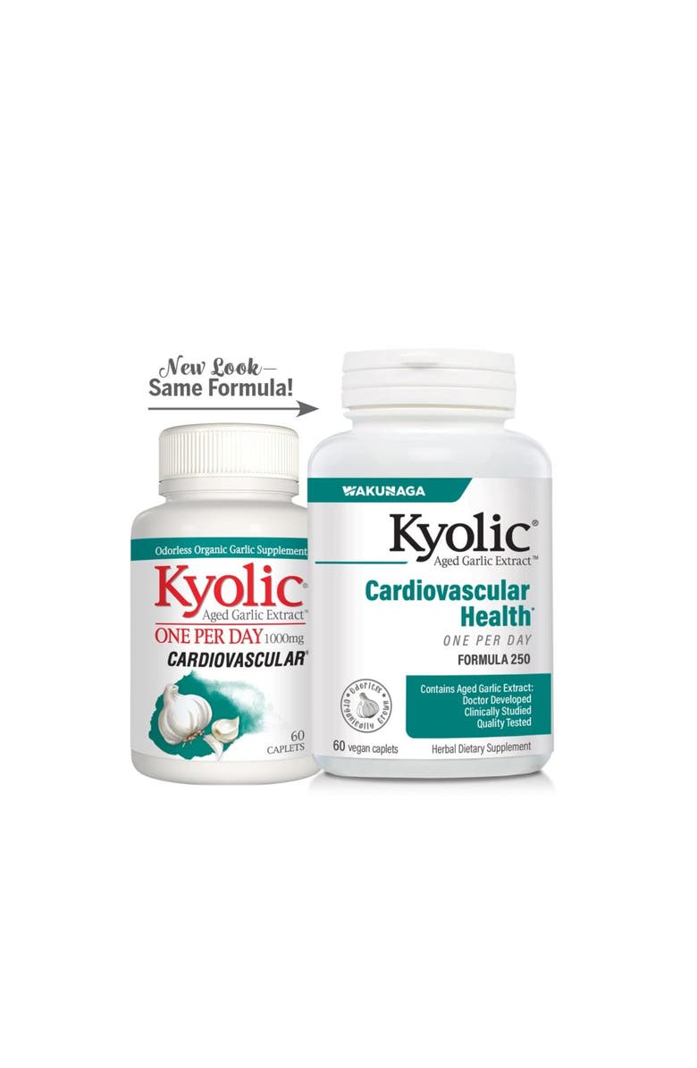 Kyolic Aged Garlic Extract Formula 250, Cardiovascular Health, One Per Day 60 Ct Caplets, Alternate, color, NO COLOR
