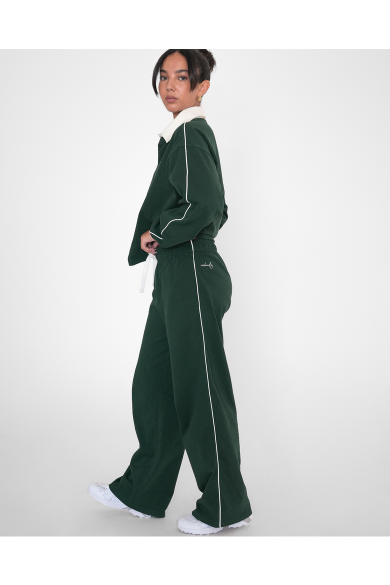 Rugby Piping Relaxed Wide Leg Pant, Alternate, color, Green/White