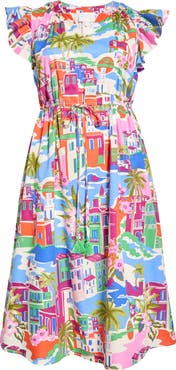 SUGARLIPS Karani Starburst Flutter Sleeve Tie Waist Midi Dress