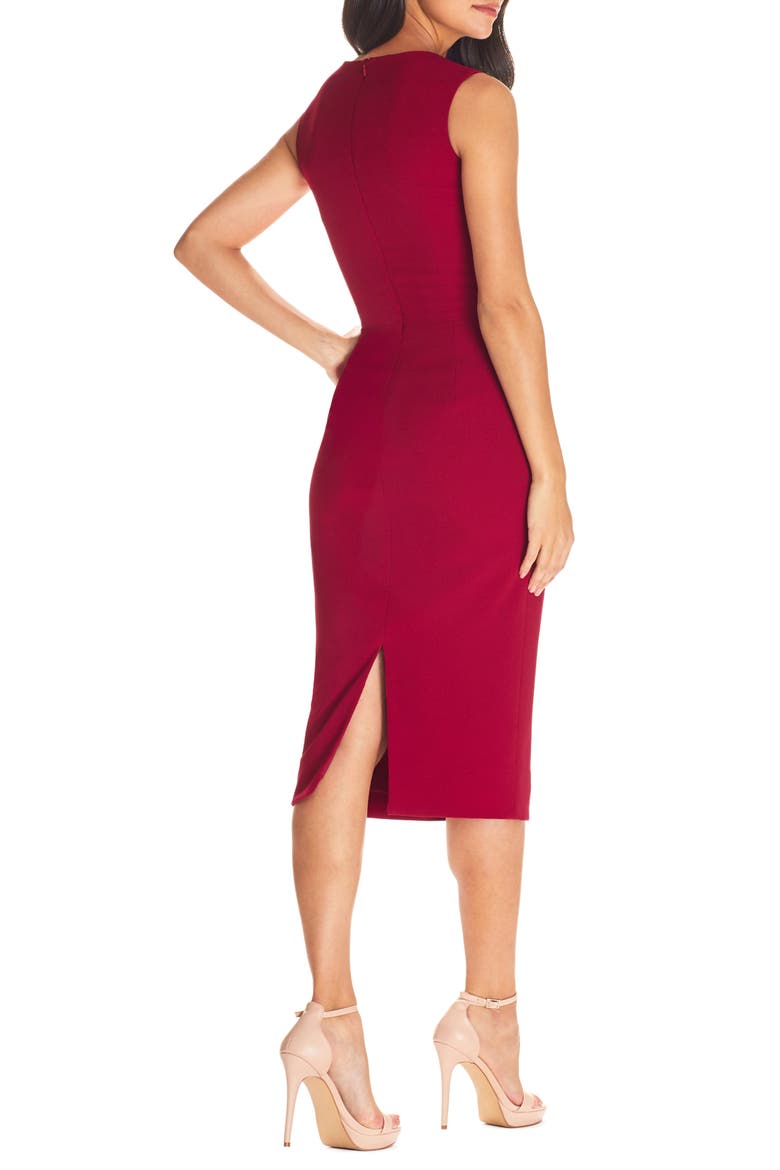 Elle Sweetheart Neck Sheath Midi Dress, Alternate, color, GARNET