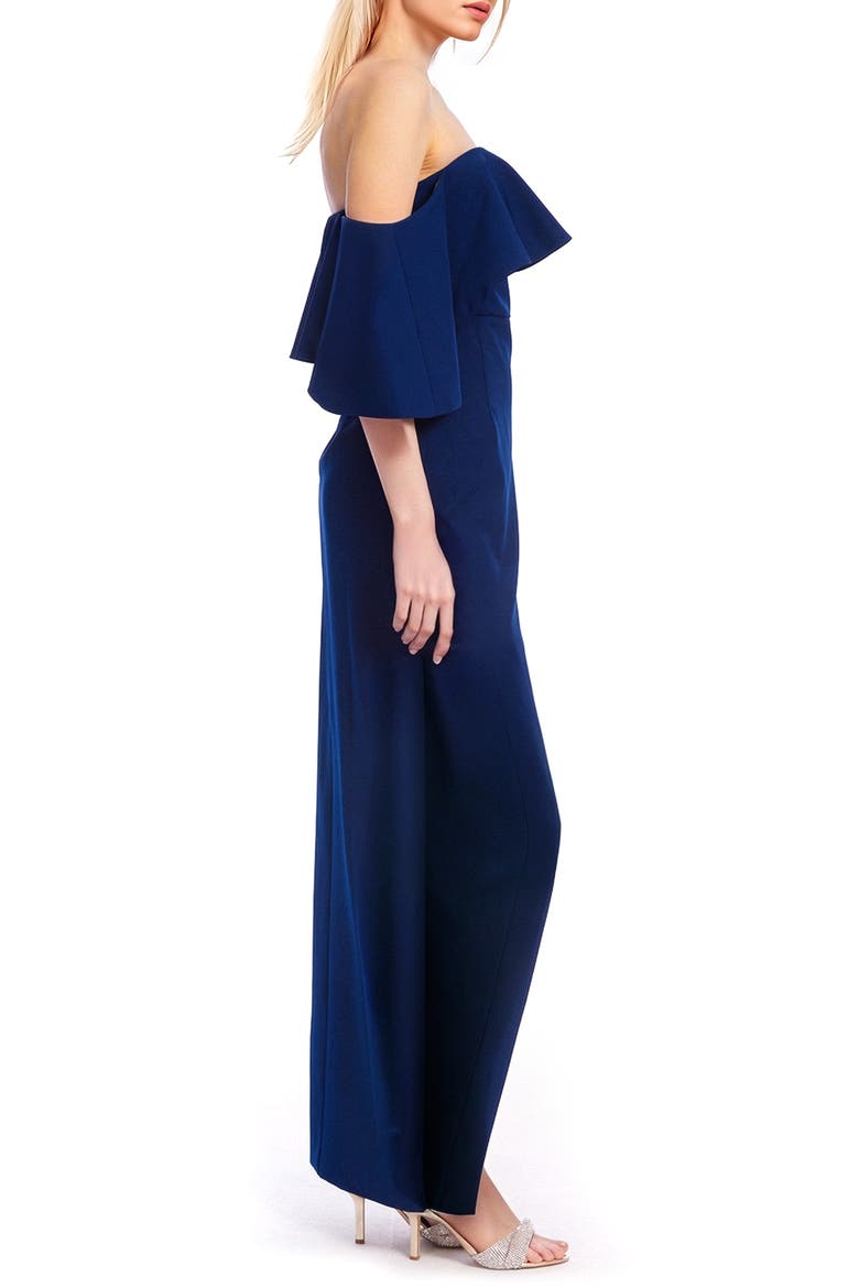 Ruffle Off the Shoulder Gown, Alternate, color, NAVY