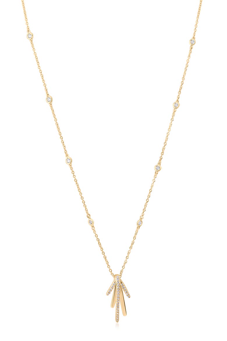 Long Spike Cubic Zirconia Pendant Necklace, Main, color, GOLD