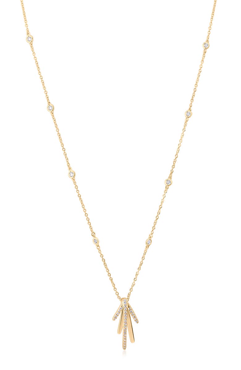CZ by Kenneth Jay Lane Long Spike Cubic Zirconia Pendant Necklace, Main, color, Gold
