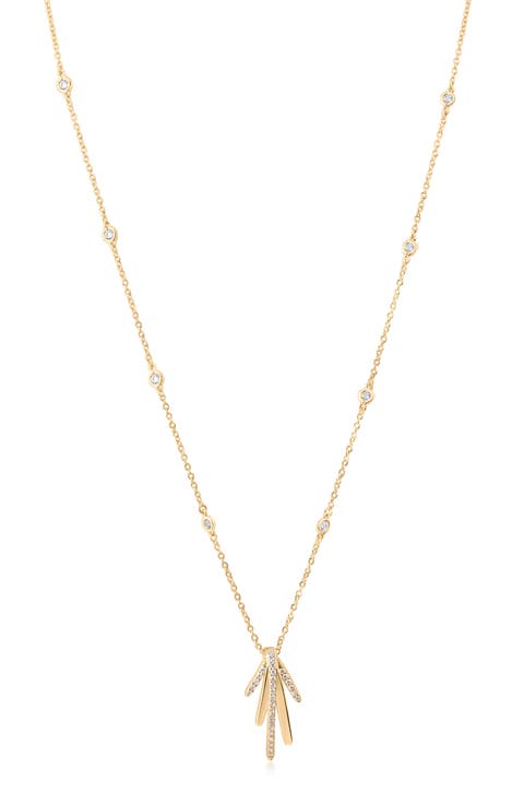 Long Spike Cubic Zirconia Pendant Necklace