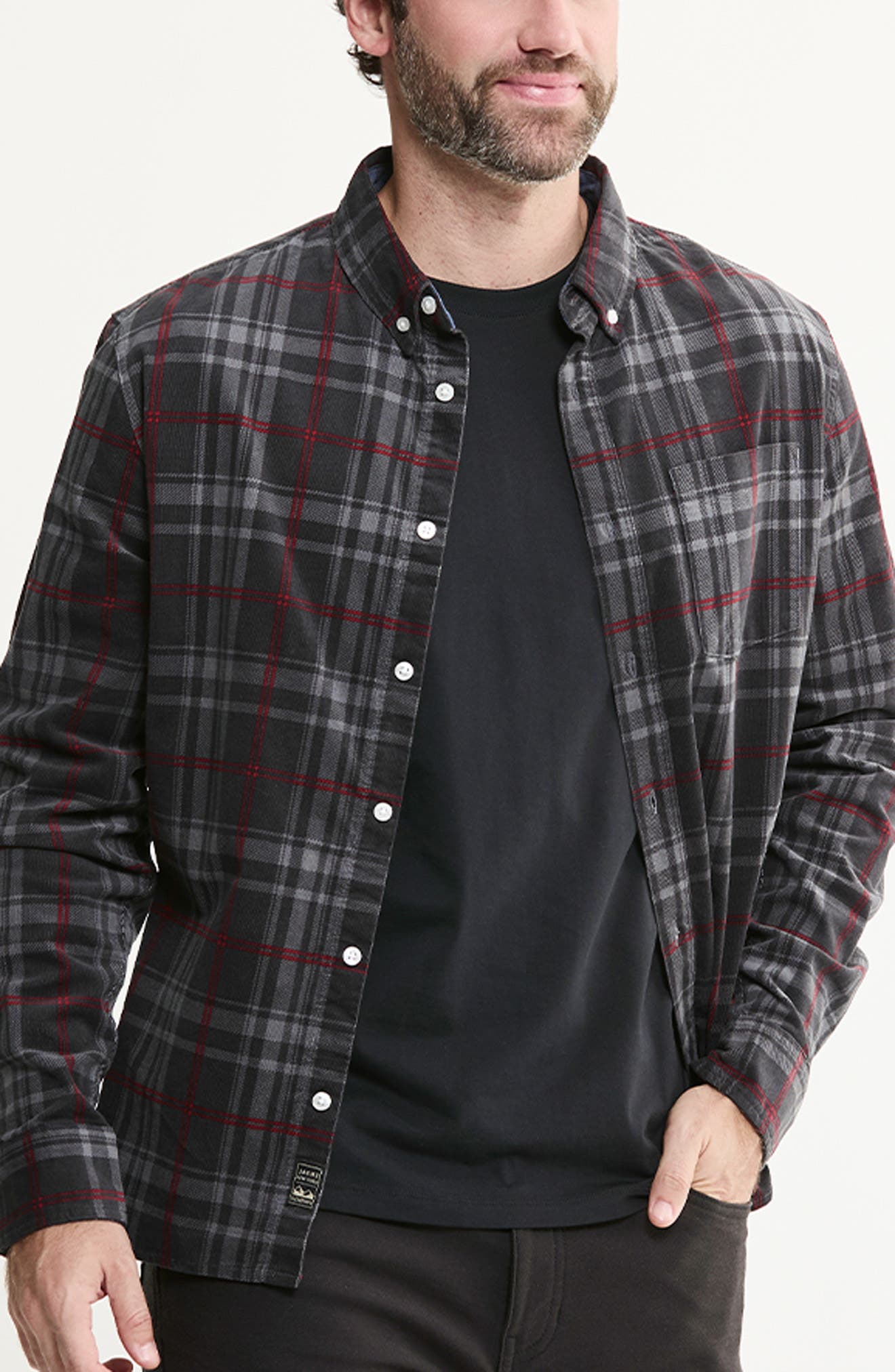 Plaid Corduroy Button-Down Shirt