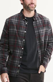 JACHS Plaid Corduroy Button-Down Shirt
