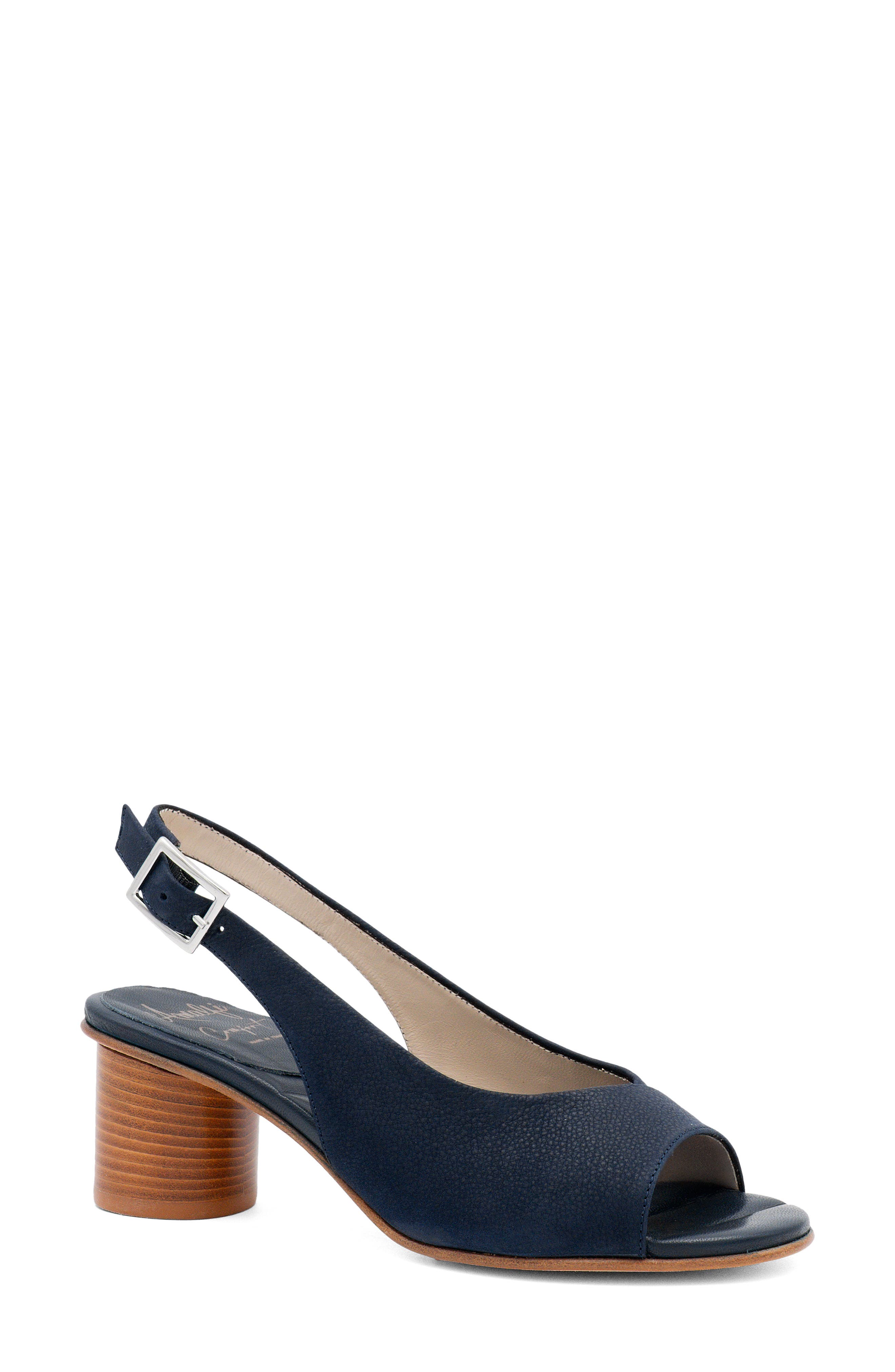 Amalfi by Rangoni Elevato Slingback Sandal, Main, color, Navy Long Beach