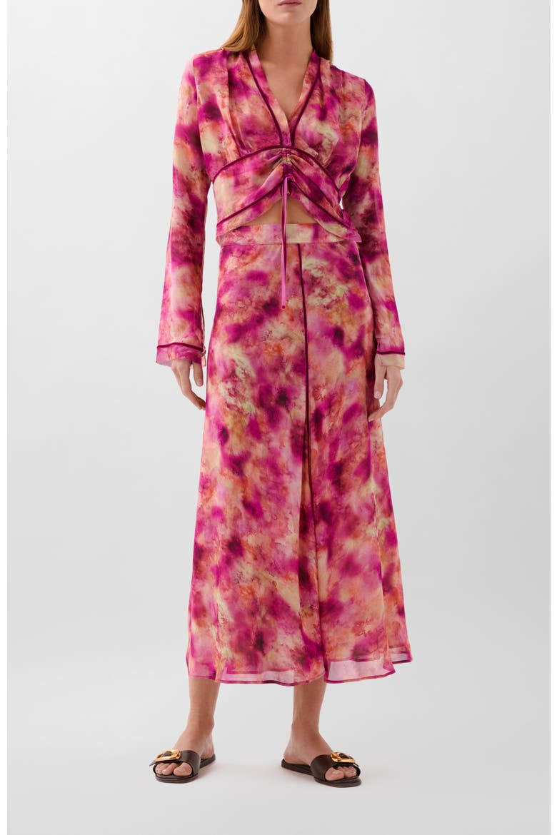 Tie Velvet Print Skirt, Alternate, color, Multi-pink