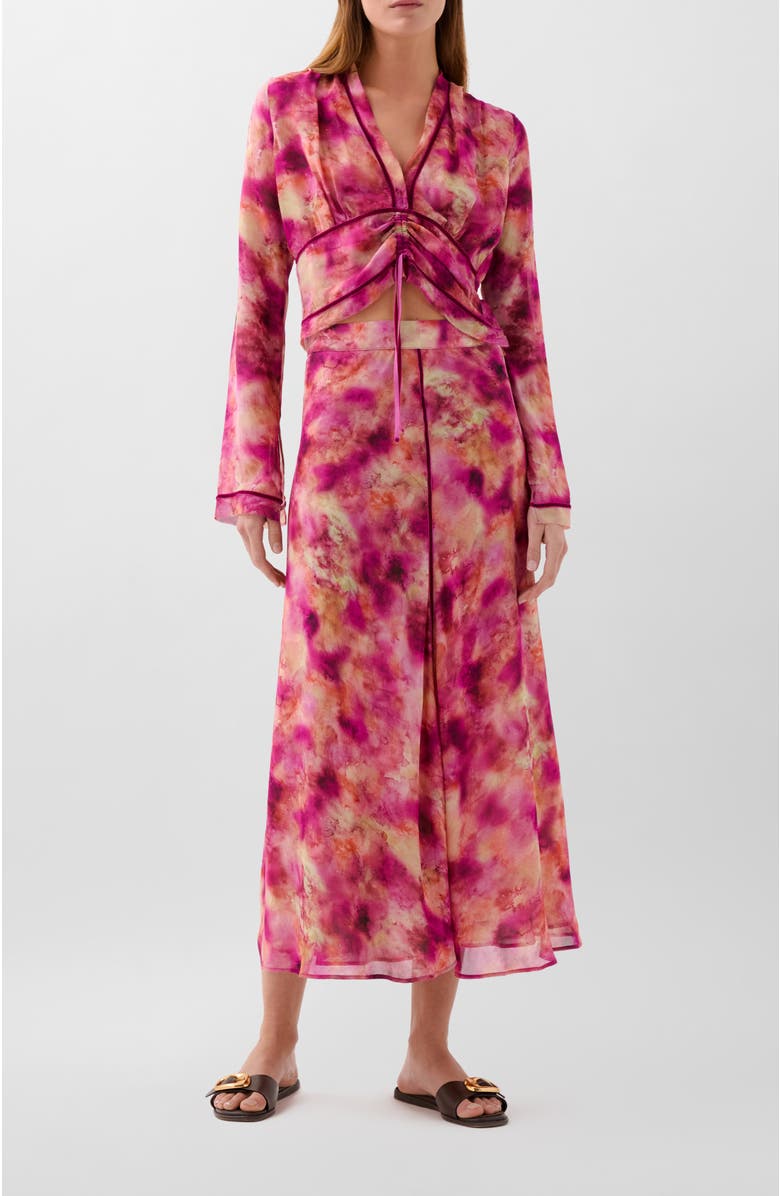 Scalpers Tie Velvet Print Skirt, Alternate, color, Multi-Pink