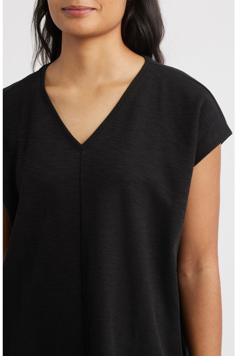 V-Neck Organic Cotton Crewneck T-Shirt, Alternate, color, BLACK