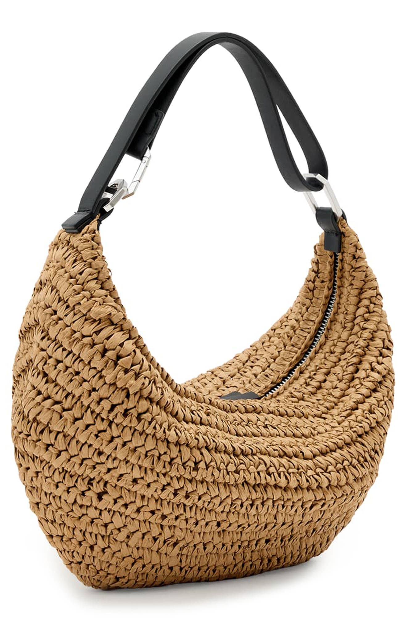 AllSaints Micro Luna Raffia Bag, Alternate, color, Biscuit Brown