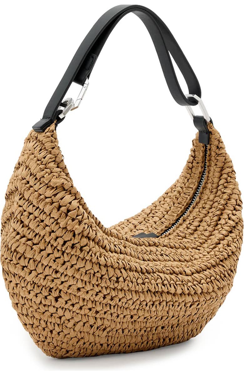 AllSaints Micro Luna Raffia Bag, Alternate, color, Biscuit Brown
