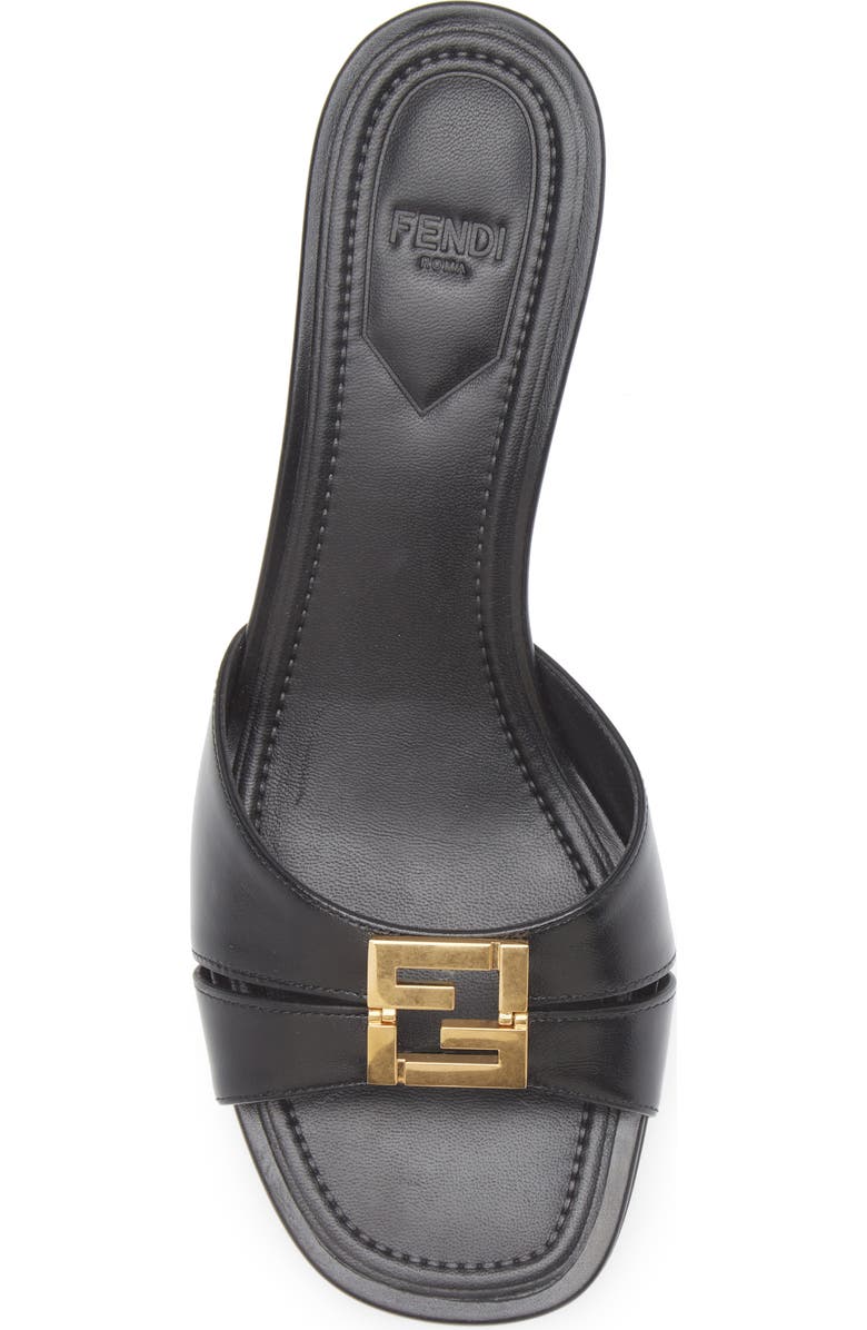 Fendi FFold Kitten Heel Slide Sandal, Alternate, color, Black