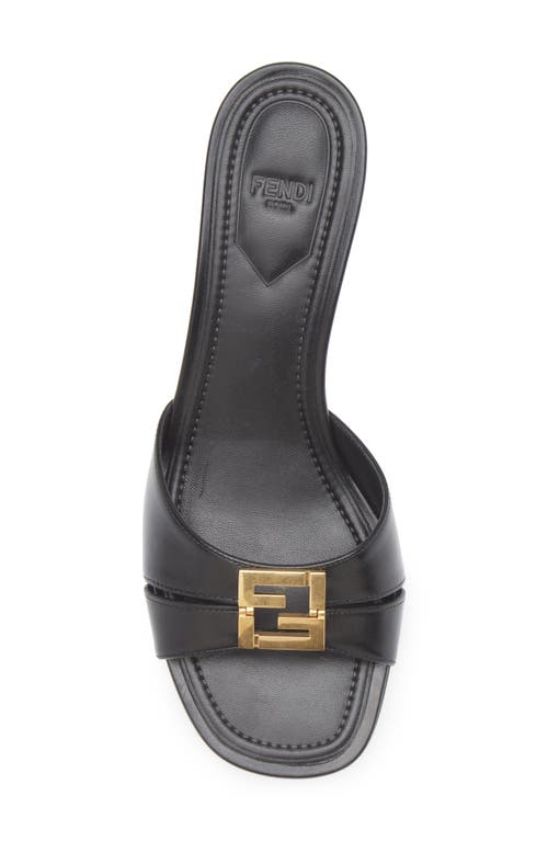 Fendi Fold Leather Kitten-heel Sandals In Black