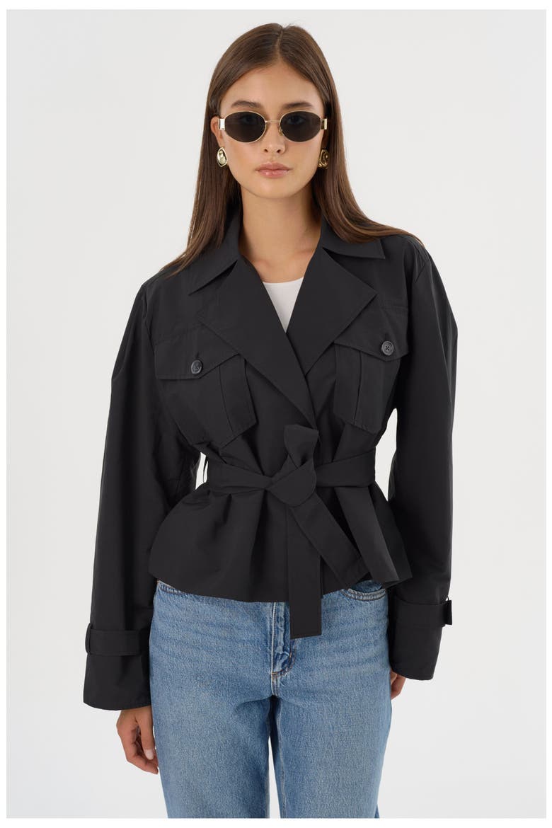 Quinn | Cropped Trench Coat, Main, color, Black