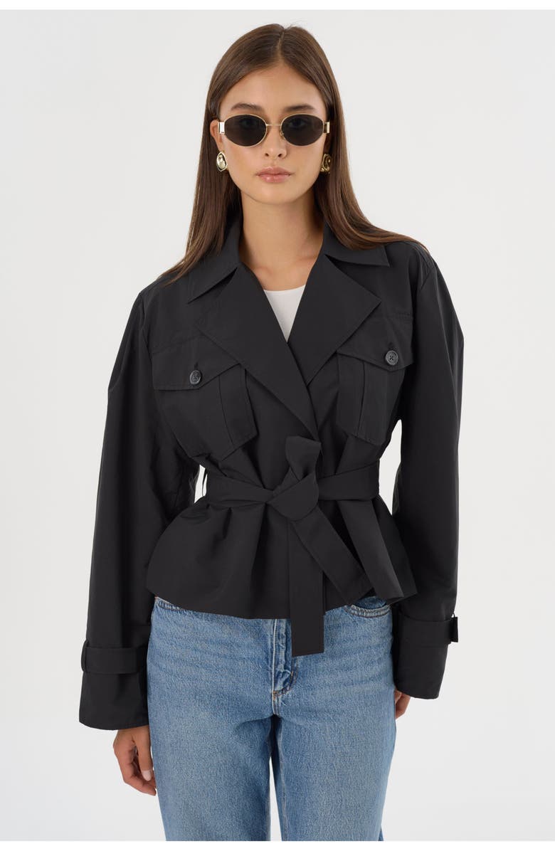 LAMARQUE Quinn | Cropped Trench Coat, Main, color, Black