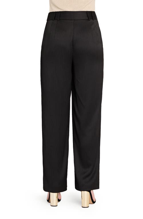 Tahari Asl Crinkle Wide Leg Satin Pants In Black