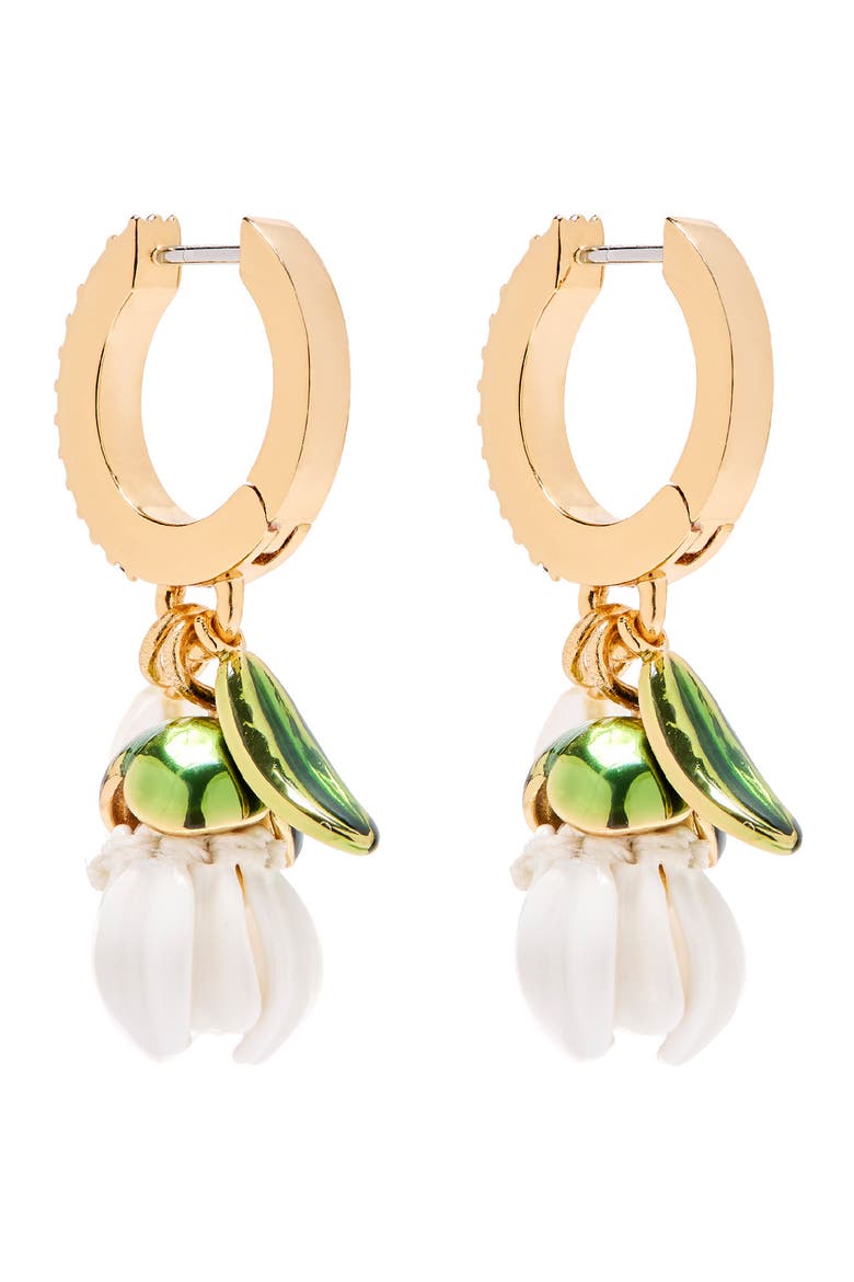 Rooted Daisy Drop Hoop Earrings, Alternate, color, GOLD/ MULTI