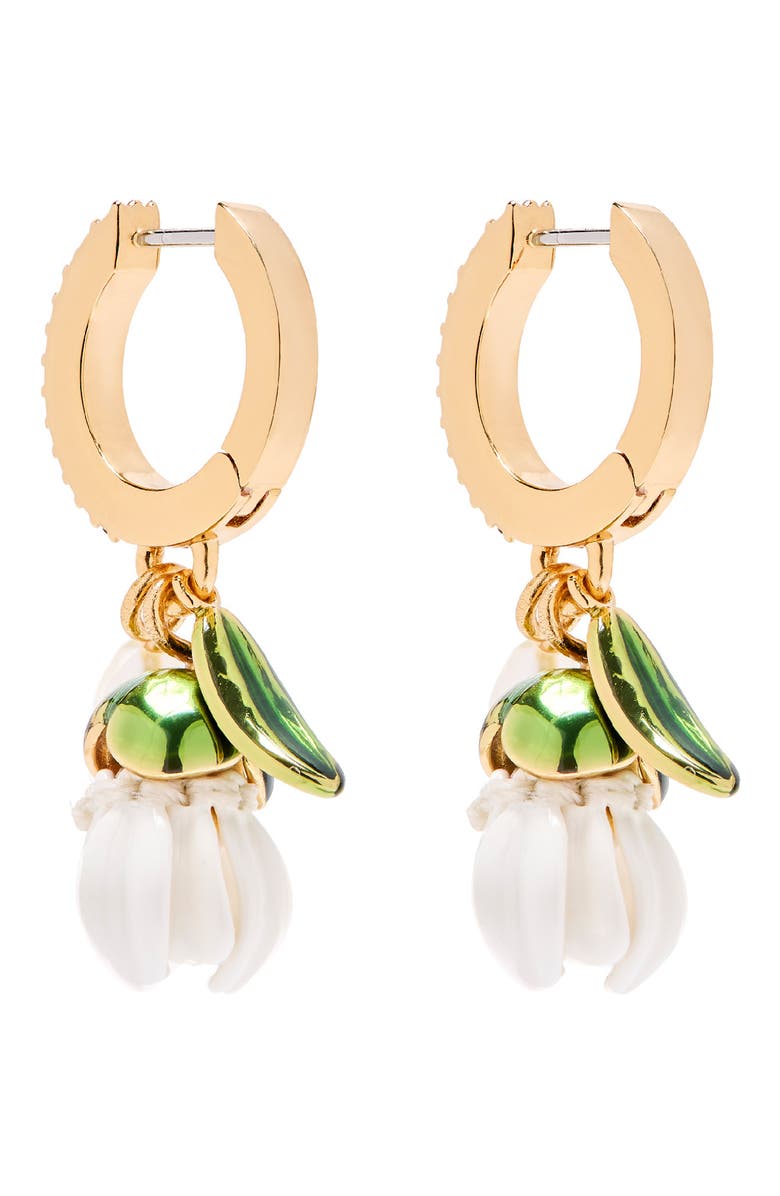 Marc Jacobs Rooted Daisy Drop Hoop Earrings, Alternate, color, Gold/ Multi