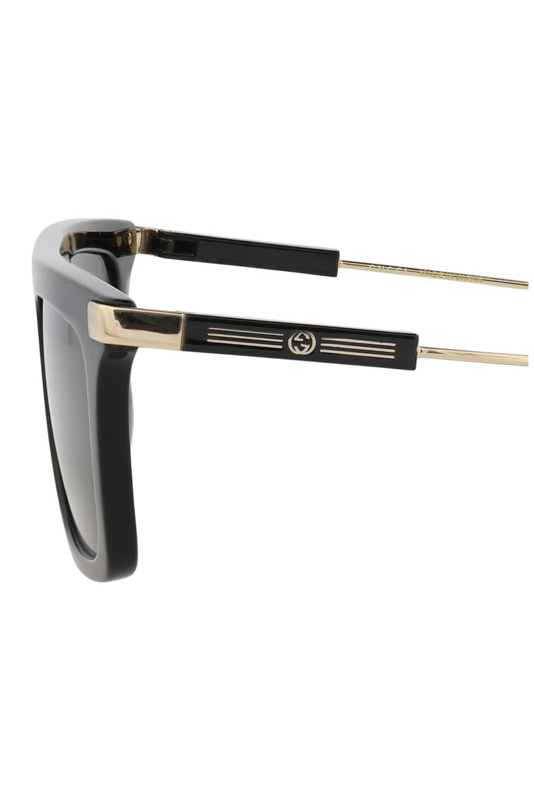 Novelty 55mm Rectangular Sunglasses, Alternate, color, BLACK GOLD GREY