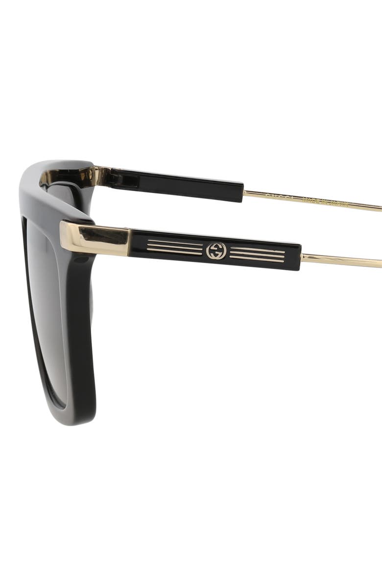 Gucci Novelty 55mm Rectangular Sunglasses, Alternate, color, Black Gold Grey