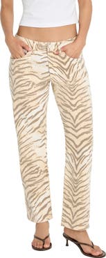 Good American Tiger Print Ankle Straight Leg Jeans