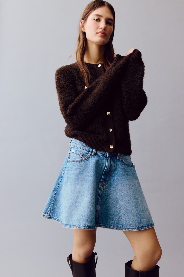 Bouclé-knit Cardigan, Alternate, color, Dark brown