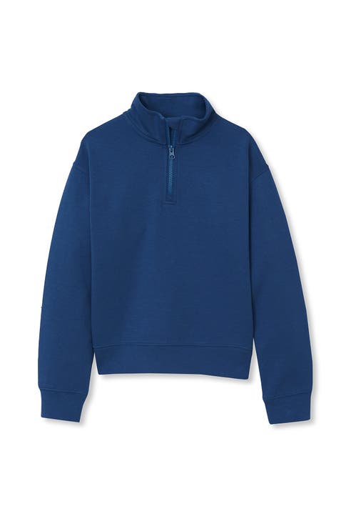 Girls Long Sleeve Double Knit Quarter Zip