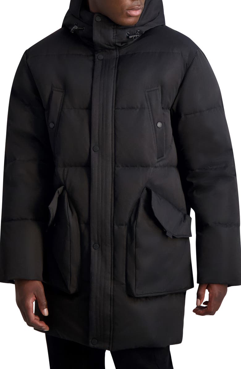 KARL LAGERFELD PARIS Quilted Down & Feather Fill Parka, Main, color, 