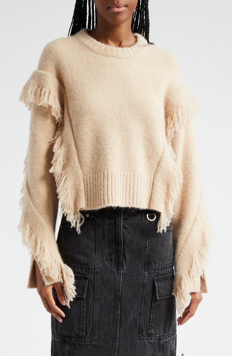 3.1 Phillip Lim Fringe Trim Alpaca Blend Sweater, Main, color,