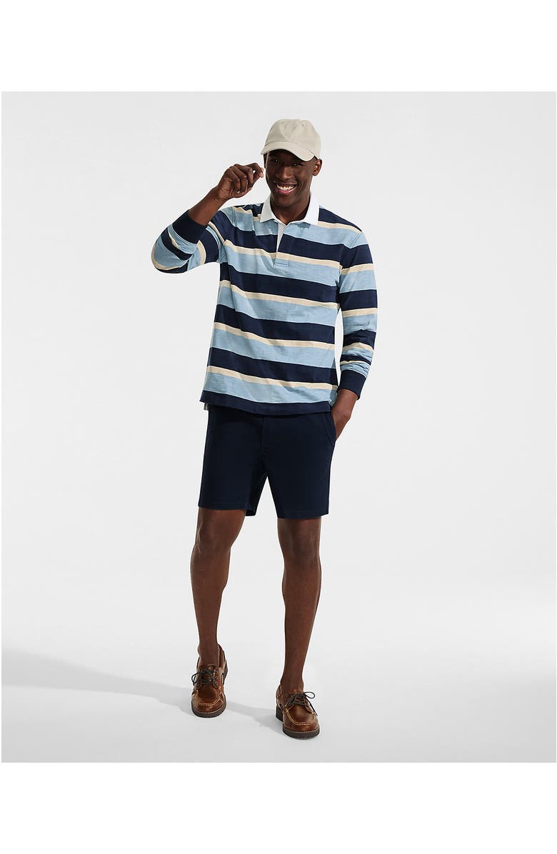 Lands' End Long Sleeve Textured Rugby Polo, Alternate, color, Radiant Navy/Marble Stripe