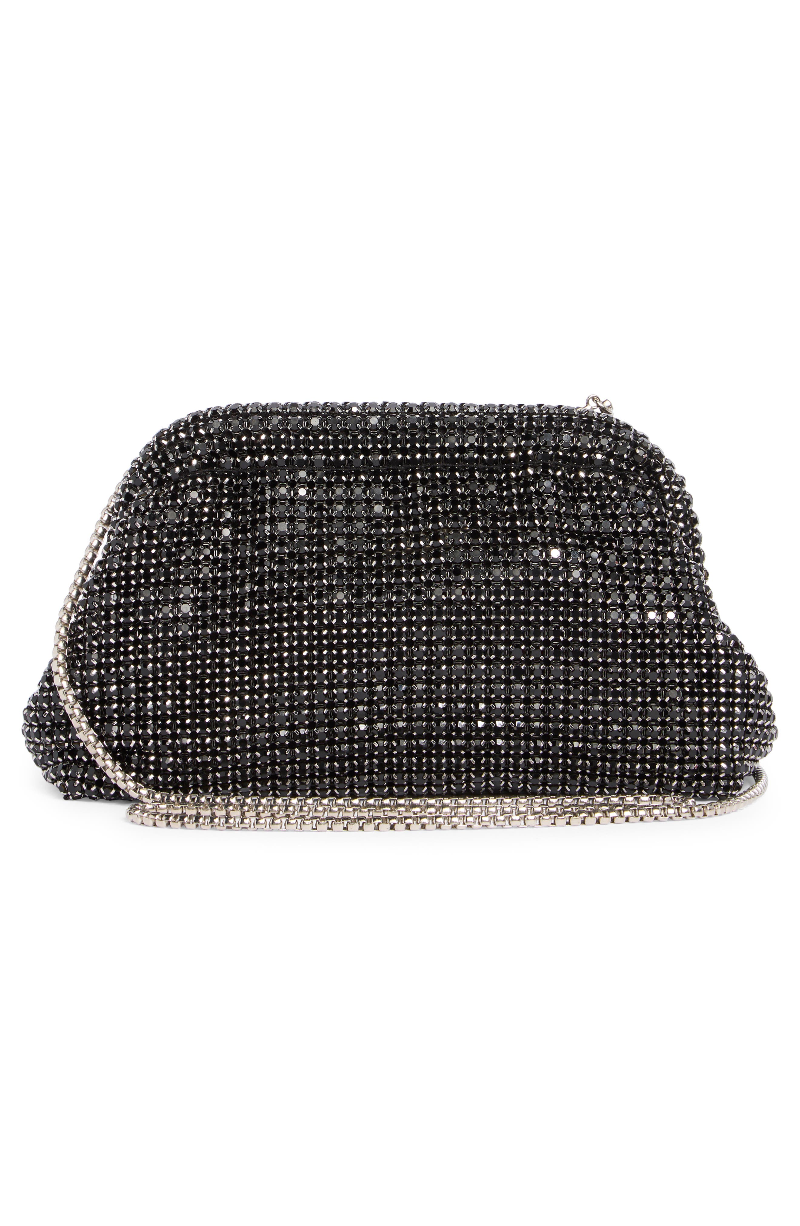 BCBG Crystal Frame Clutch, Alternate, color, Black