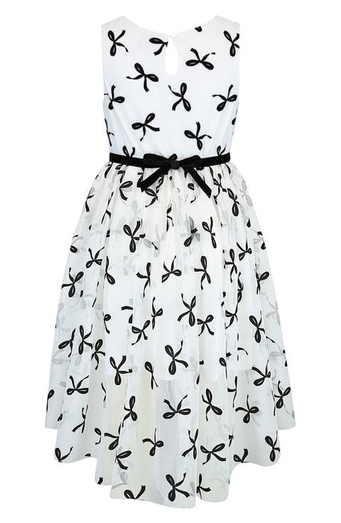 Kids' Flocked Mesh High Low Dress