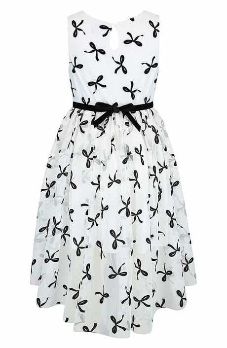 Kids' Flocked Mesh High Low Dress