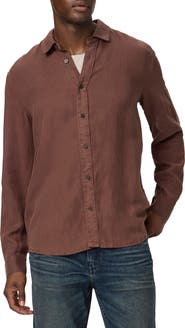 PAIGE Peters Linen Blend Button-Up Shirt
