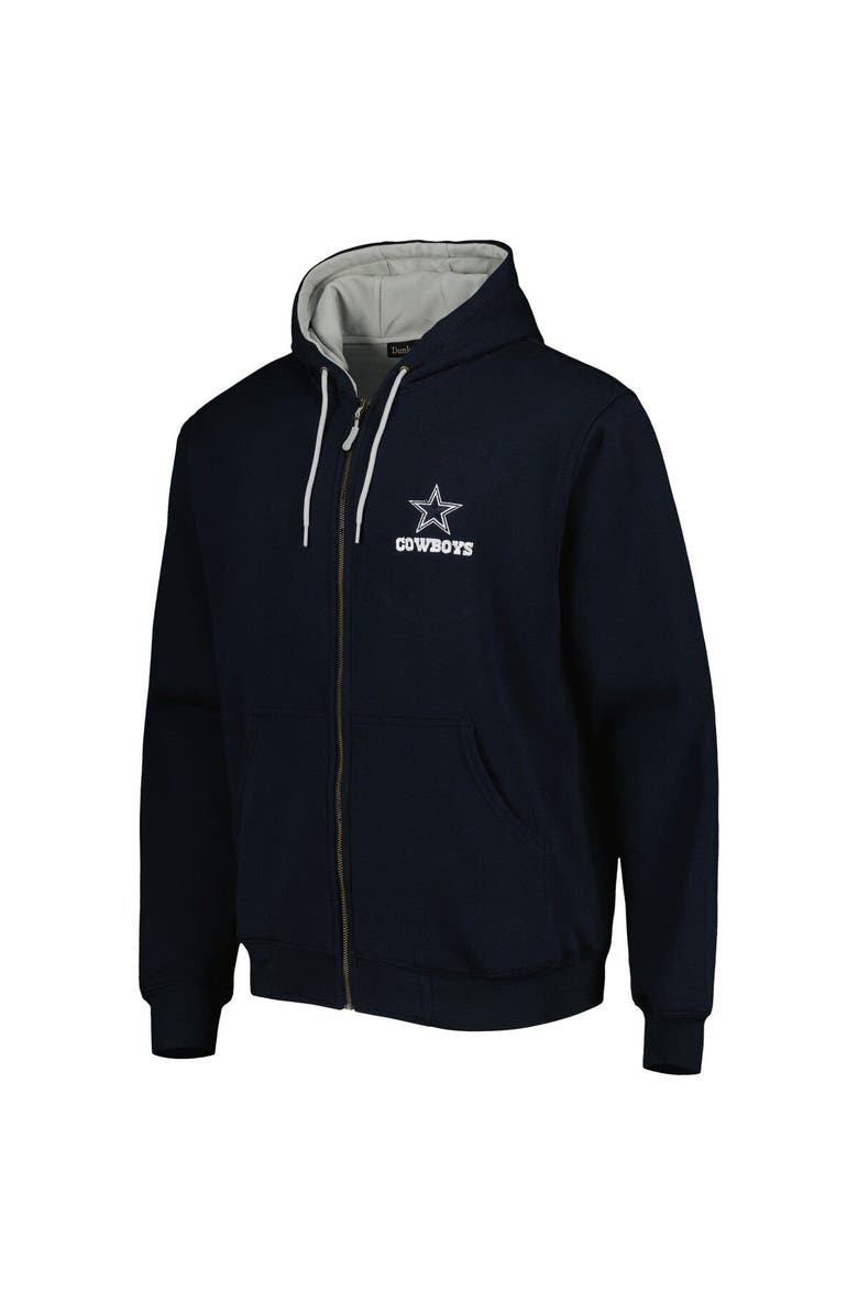 DUNBROOKE Men's Navy Dallas Cowboys Craftsman Thermal Lined Full-Zip Hoodie, Alternate, color, 