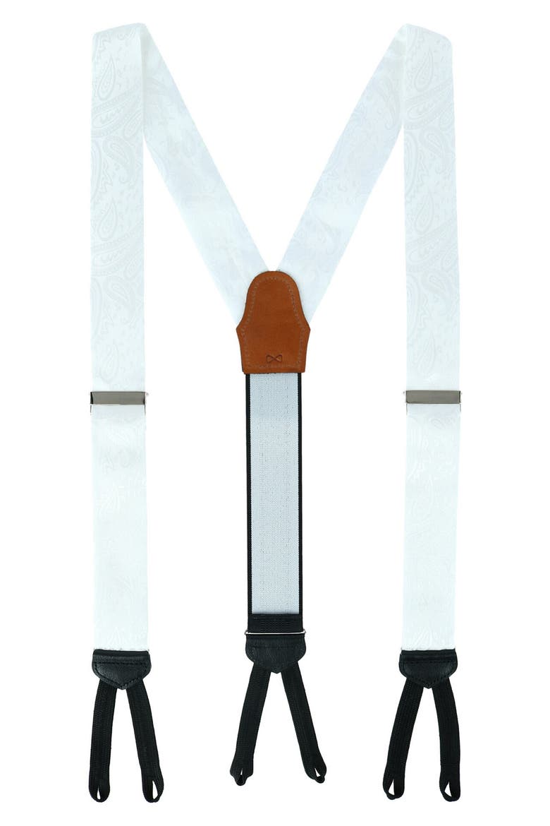 Banbury Paisley Silk Suspenders, Main, color, WHITE