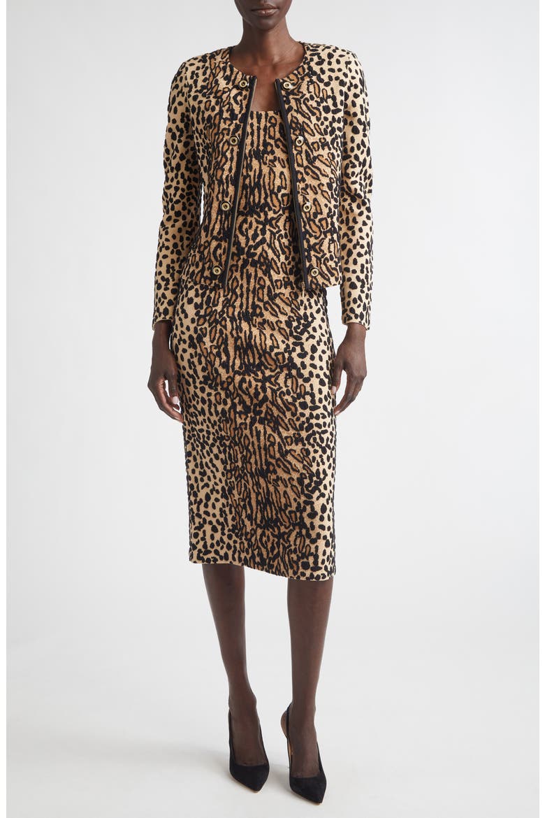 Leopard Jacquard Knit Dress, Alternate, color, CAMEL LEOPARD MULTI