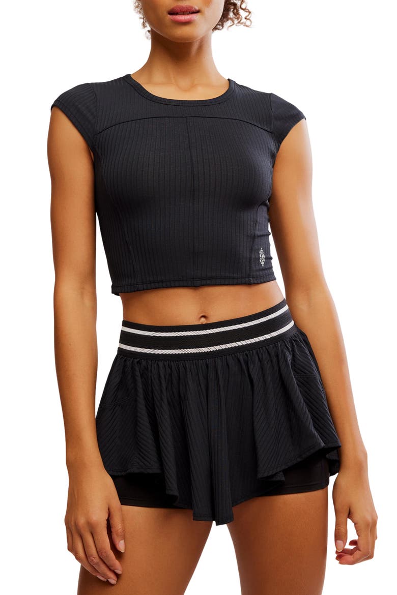 FP Movement Tempo Ribbed Baby Tee, Main, color, BLACK