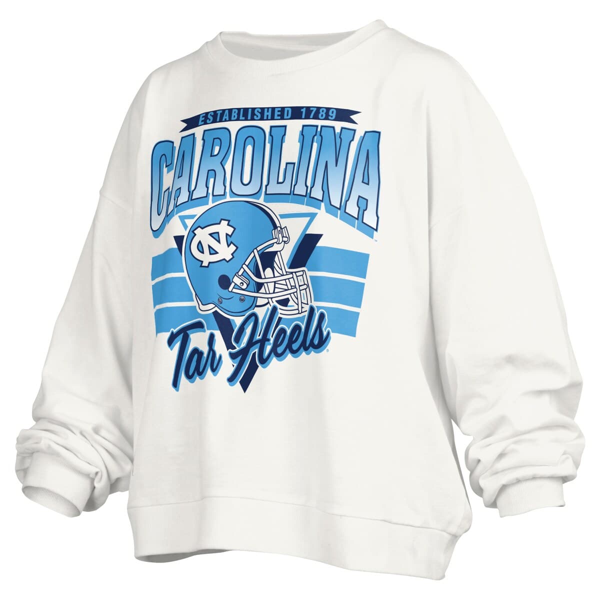 Women's Pressbox White North Carolina Tar Heels Janice Retro Logo Oversized Pullover Sweatshirt - image 2