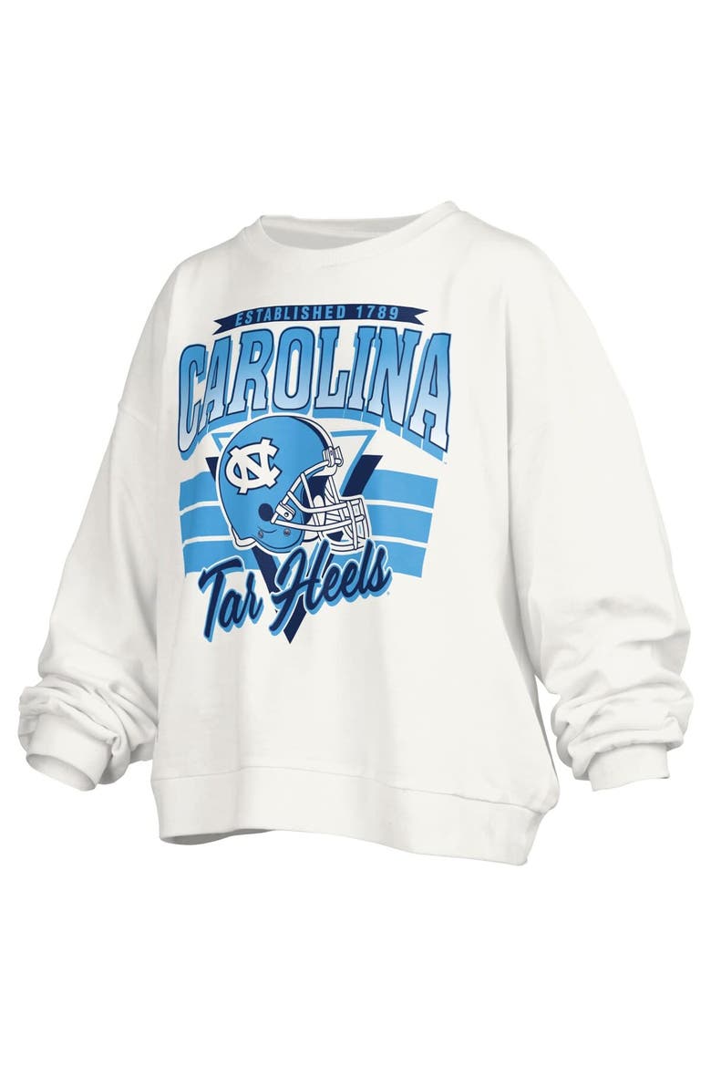 Women's Pressbox White North Carolina Tar Heels Janice Retro Logo Oversized Pullover Sweatshirt, Alternate, color, White