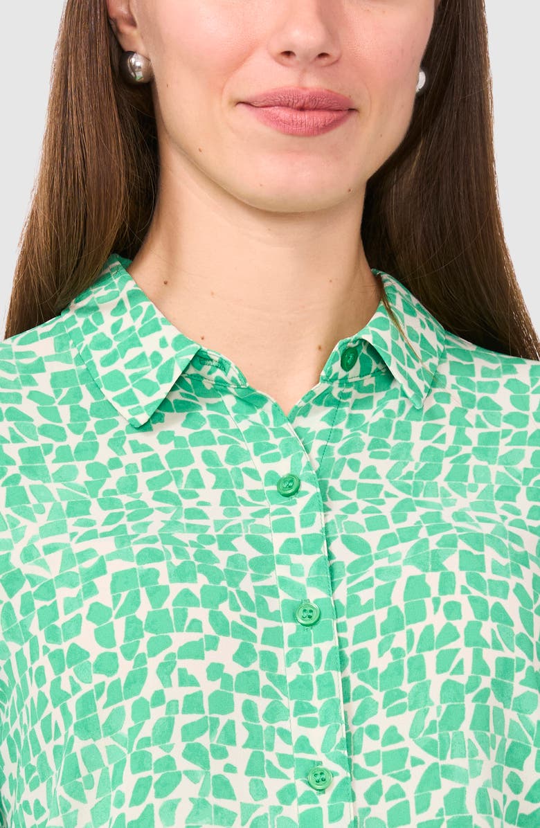 Halogen<sup>®</sup> Geo Print Crepe Button-Up Shirt, Alternate, color, Vivid Green
