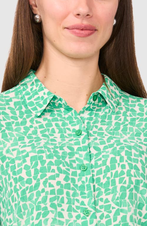 Halogenr Halogen(r) Geo Print Crepe Button-up Shirt In Vivid Green
